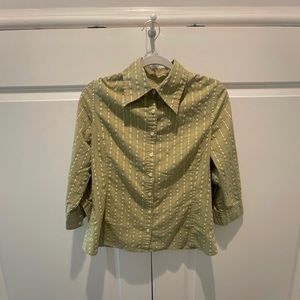 Merona Green & White Button Down Blouse Size M